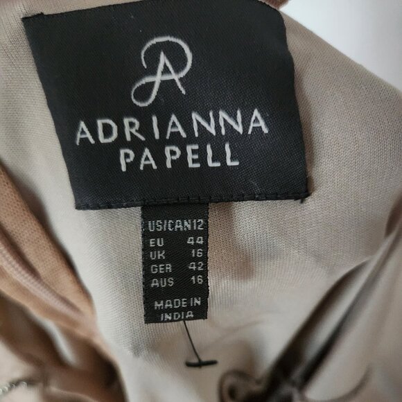 Adrianna Papell Beaded Mesh (Champagne Gold) Floor Length Gown, Size 12 - Picture 4 of 7